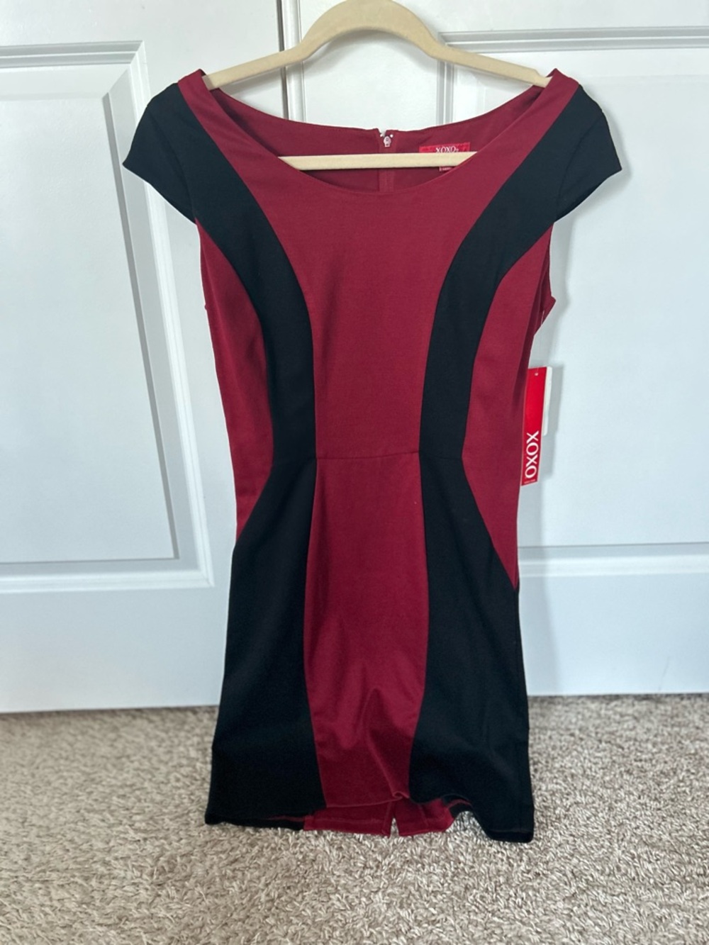 XOXO Red and Black Panel Bodycon Dress